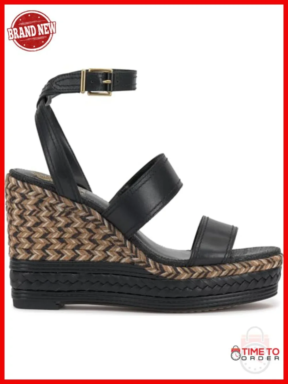Leather Espadrille Wedge Sandals with Platform Ankle Strap